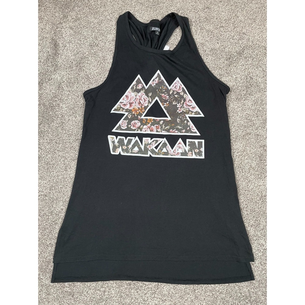 Elwood Tank Top Womens Medium Black Wakaan Music Racerback Bow Merch Concert